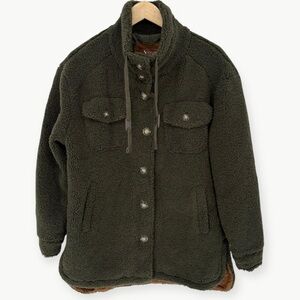 Koolaburra By UGG Oversized Longline Sherpa Jacket | Sz X-Small | Olive Green